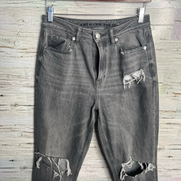 American  eagle mom jeans gray distressed size 6 - Picture 3 of 10